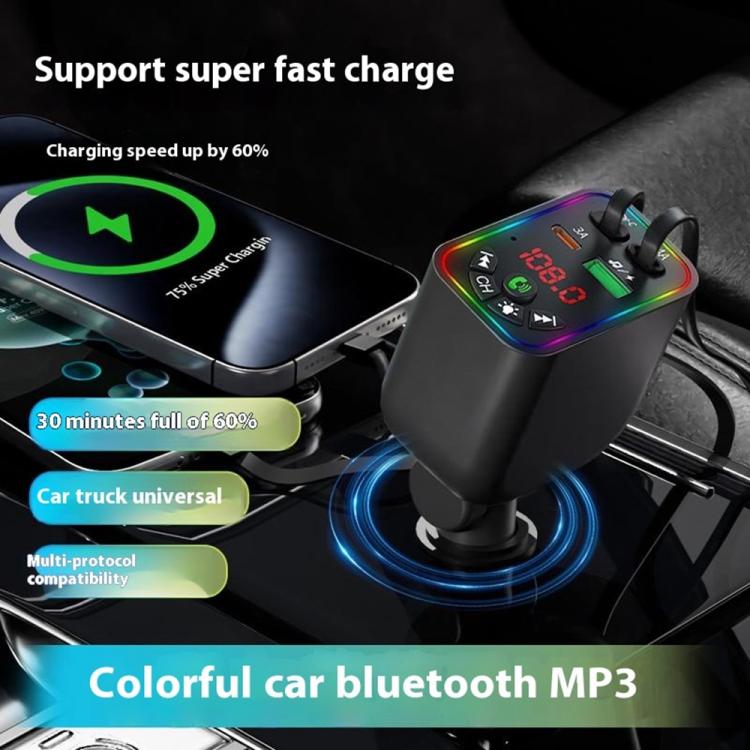 L5 Car Bluetooth-Compatible MP3 Player Hands Free Calling FM Transmitter Fast Charger