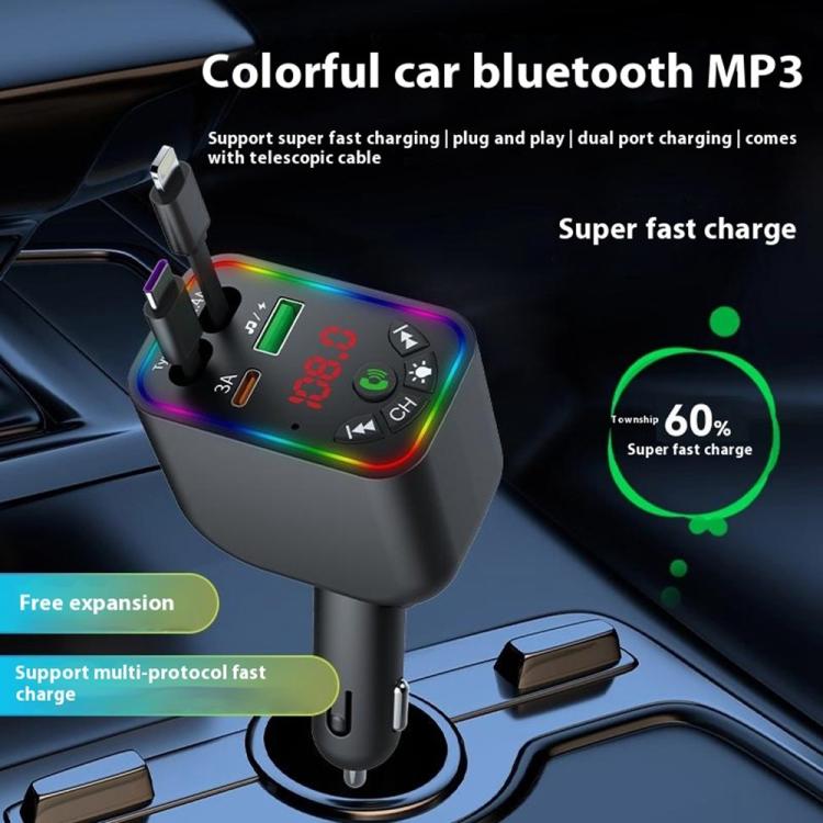 L5 Car Bluetooth-Compatible MP3 Player Hands Free Calling FM Transmitter Fast Charger