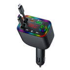 L4 Fast Charging Car Charger MP3 Player Retractable Cable FM Transmitter