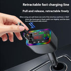 L4 Fast Charging Car Charger MP3 Player Retractable Cable FM Transmitter