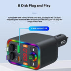 Y6 Retractable Cable EQ Adjustment Bluetooth FM Transmitter Car Charger MP3 Player