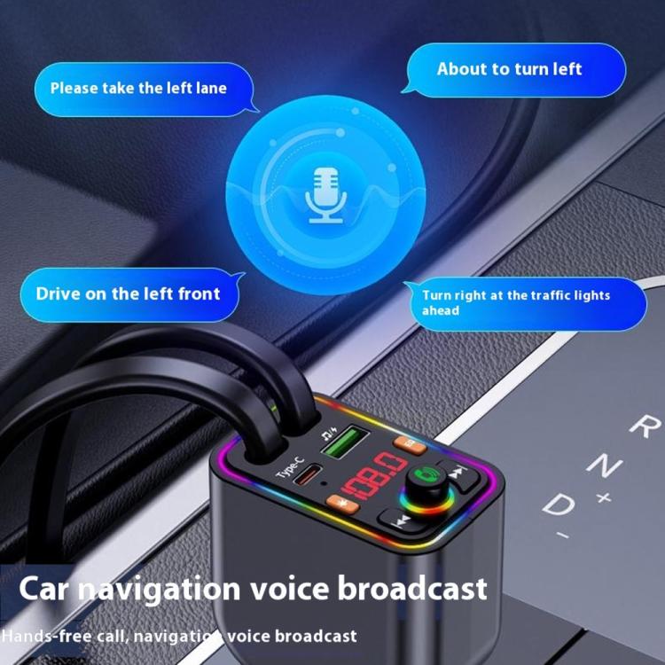 Y6 Retractable Cable EQ Adjustment Bluetooth FM Transmitter Car Charger MP3 Player