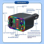 Y6 Retractable Cable EQ Adjustment Bluetooth FM Transmitter Car Charger MP3 Player