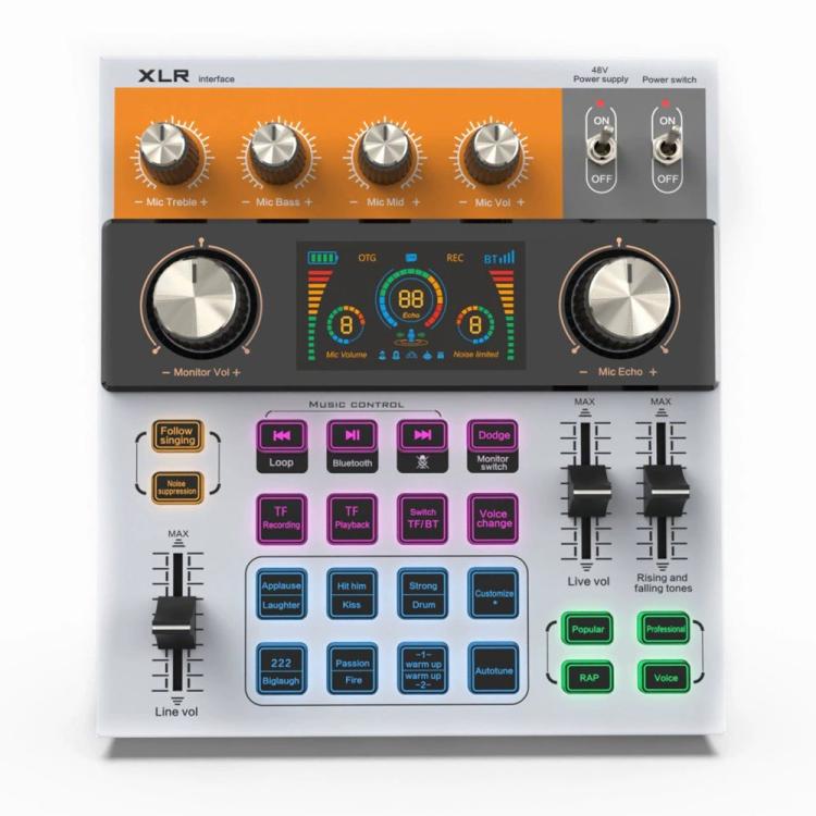 C200 For Live Streaming / Singing Sound Card Audio Mixer Bluetooth Adjustable Mixing Console