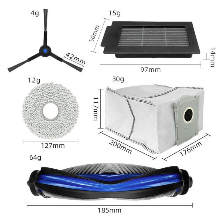 JUNSUNMAY 16pcs/Set Sweeper Replacement Parts Kit for Ecovacs Deebot T50 Pro / T50 Max / T50 Omni
