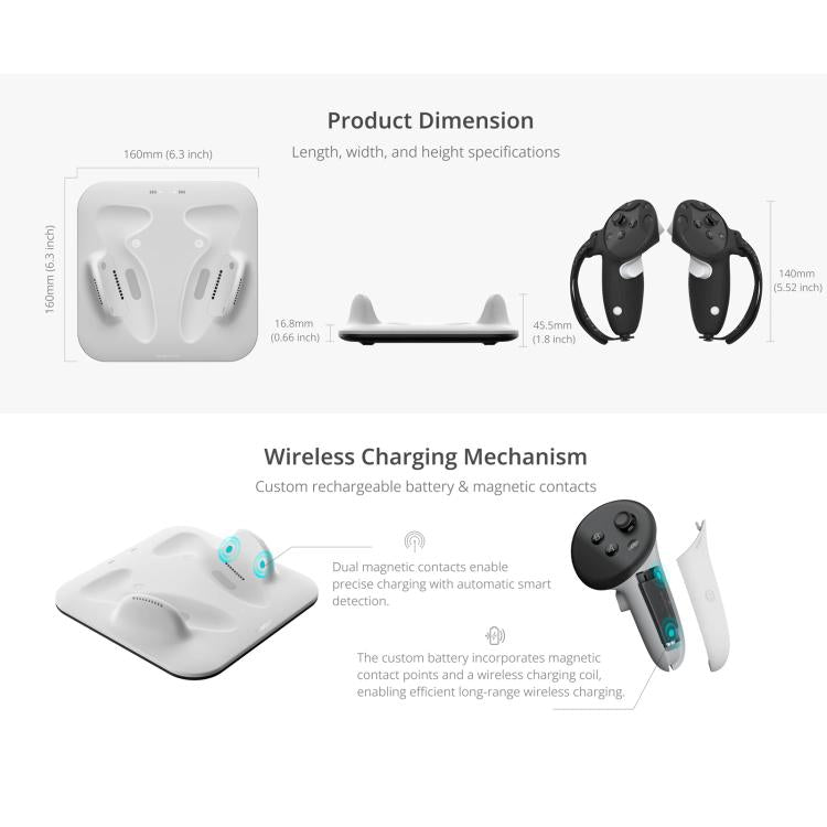 BOBOVR CD3 For Meta Quest 3 / Meta Quest 3S VR Grip Controller Charging Dock