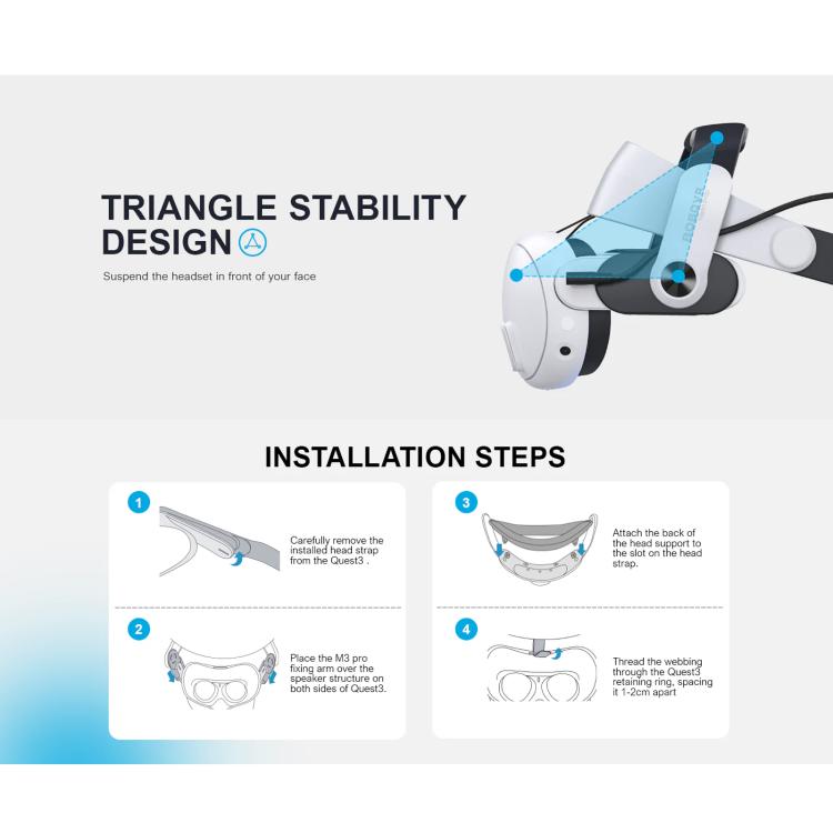 BOBOVR M3 Pro For Meta Quest 3S / 3 VR Head Strap with 5200mAh Battery Pack