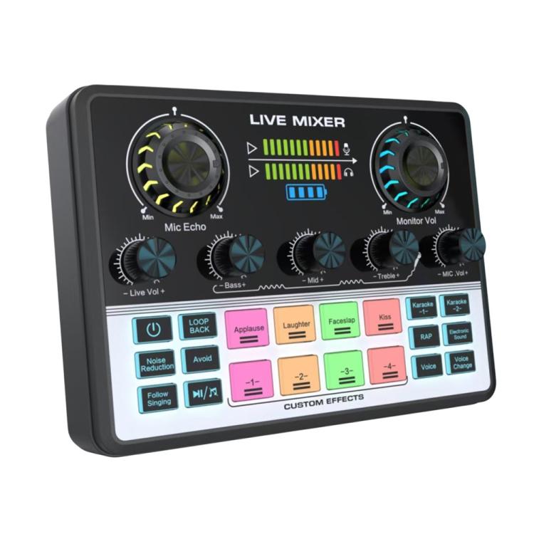 V9 Dual DSP Chip Noise Reduction Live Streaming Sound Card Audio Mixer
