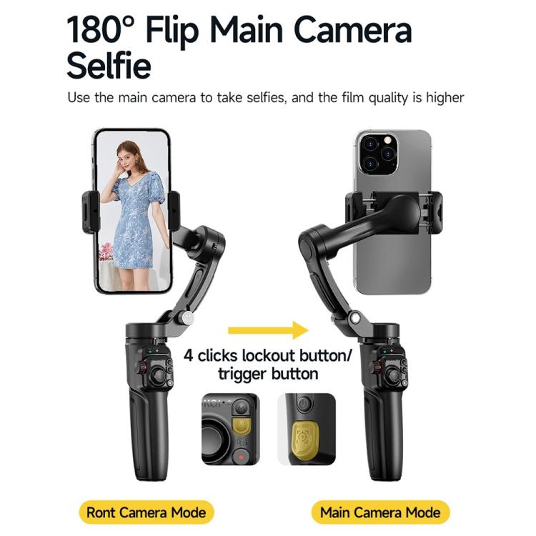 M06 Portable Folding Handheld Gimbal Stabilizer AI Face Tracking Selfie Stick with Magnetic Fill Light