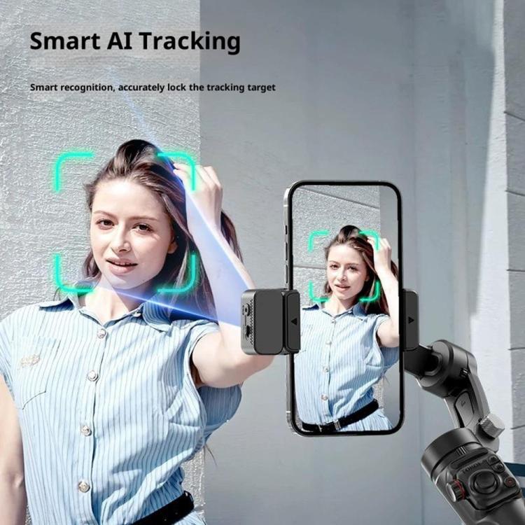 M06 Portable Folding Handheld Gimbal Stabilizer AI Face Tracking Selfie Stick with Magnetic Fill Light