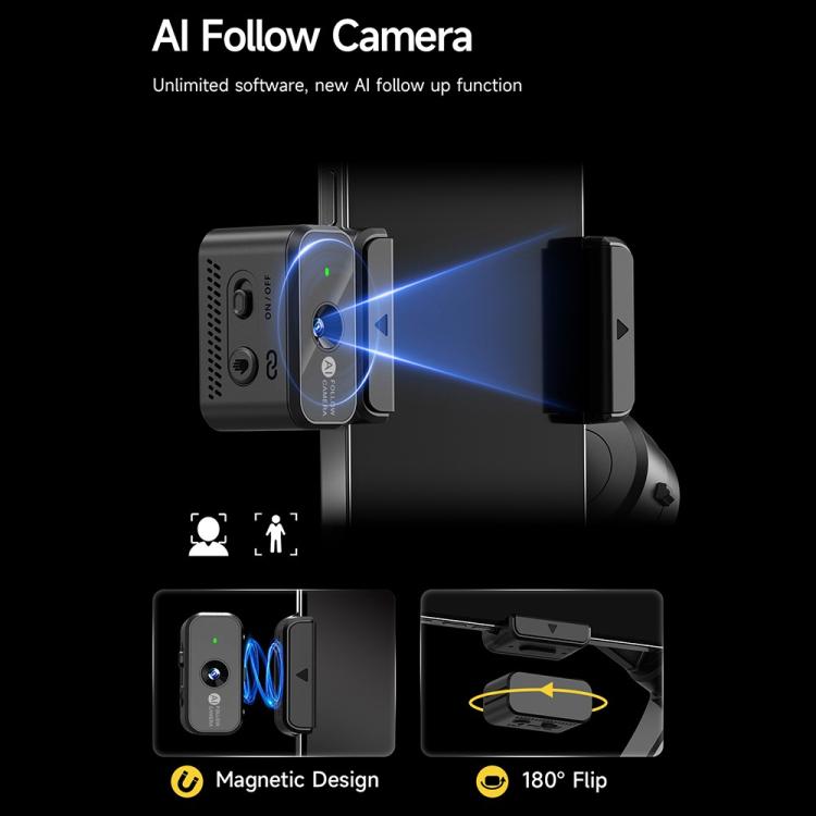 M06 Portable Folding Handheld Gimbal Stabilizer AI Face Tracking Selfie Stick with Magnetic Fill Light