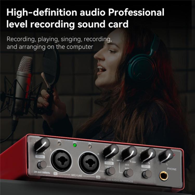 T02 USB External Sound Card Studio Audio Mixer for Live Streaming Recording Singing Instruments