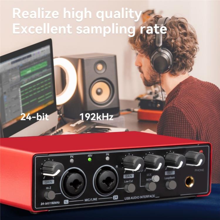 T02 USB External Sound Card Studio Audio Mixer for Live Streaming Recording Singing Instruments