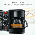 3 in 1 Electric Breakfast Machine Multifunction Coffee Maker + Frying Pan + Mini Oven  Household Bread Pizza Oven