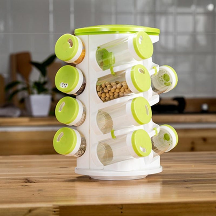 16pcs / Set Seasoning Cans Pepper Salt Cruet Plastic Bottle Kitchen Spice Jar Pepper Shaker Box Spice Rack Set