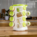 16pcs / Set Seasoning Cans Pepper Salt Cruet Plastic Bottle Kitchen Spice Jar Pepper Shaker Box Spice Rack Set