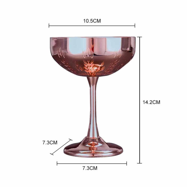 304 Stainless Steel Cup Ear Of Wheat Print Martini Goblet Wine Glass Drinkware