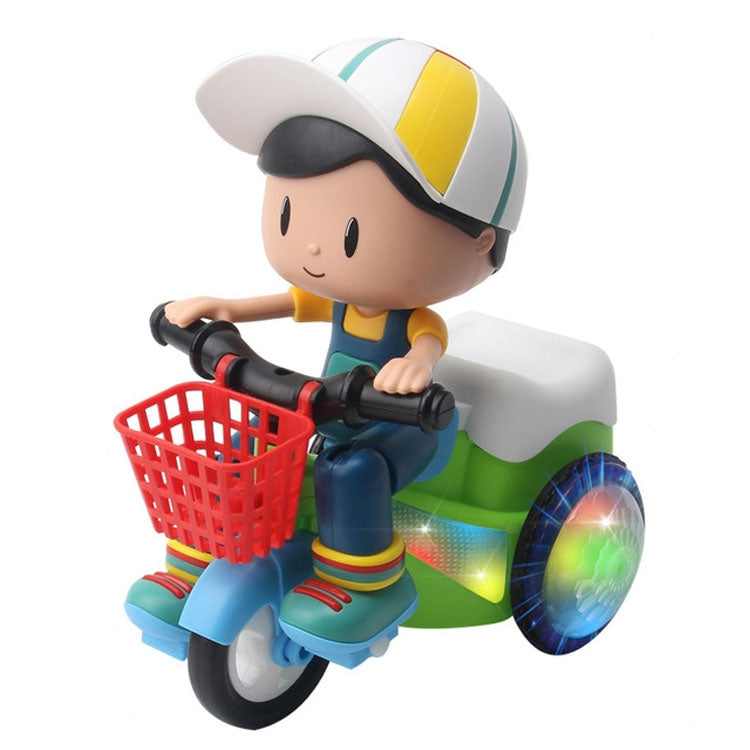 Electric Universal Stunt Tricycle Rotating Cartoon Toy Car with Light Music, Random Color Delivery