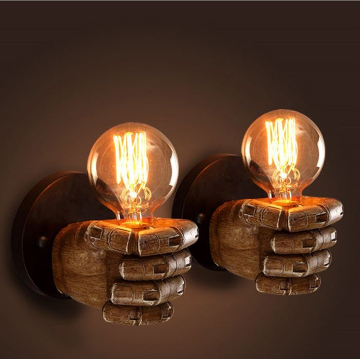 Creative Personality Fist Wall Lamp Bedroom Bedside Restaurant Cafe Resin Decorative Antique Lamps