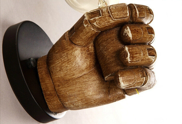 Creative Personality Fist Wall Lamp Bedroom Bedside Restaurant Cafe Resin Decorative Antique Lamps