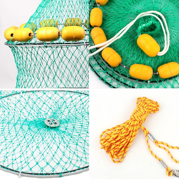 Outdoor Buoyancy Fishnet 3 Circle Fold Portable Fish Cage Multi-Float Sea Fishing Net
