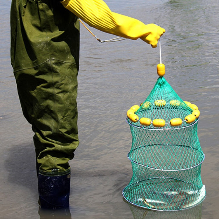 Outdoor Buoyancy Fishnet 3 Circle Fold Portable Fish Cage Multi-Float Sea Fishing Net