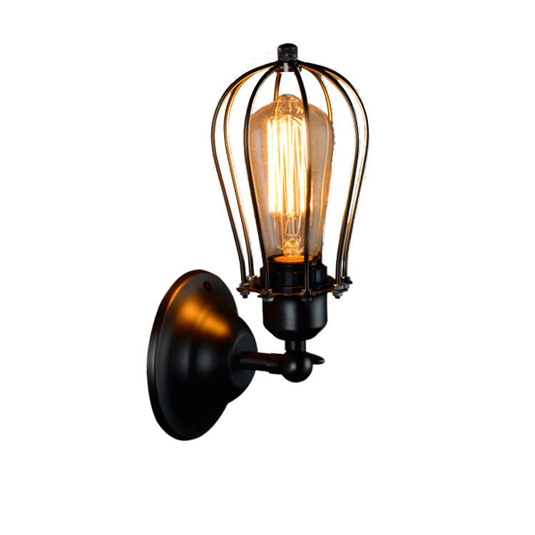 Retro Double Head Grapefruit Wrought Iron Antique Restaurant Corridor Aisle LED Wall Lamp