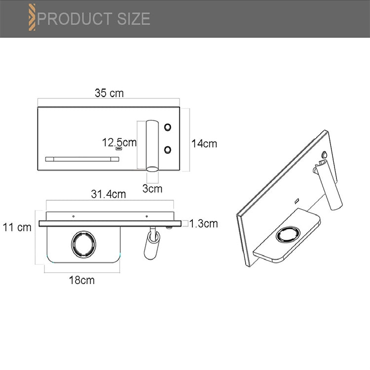 Wireless Wall Lamp USB 5V Charger Wall Lights Hotel Headboard Reading Lighting Spot Luminaire Lamp