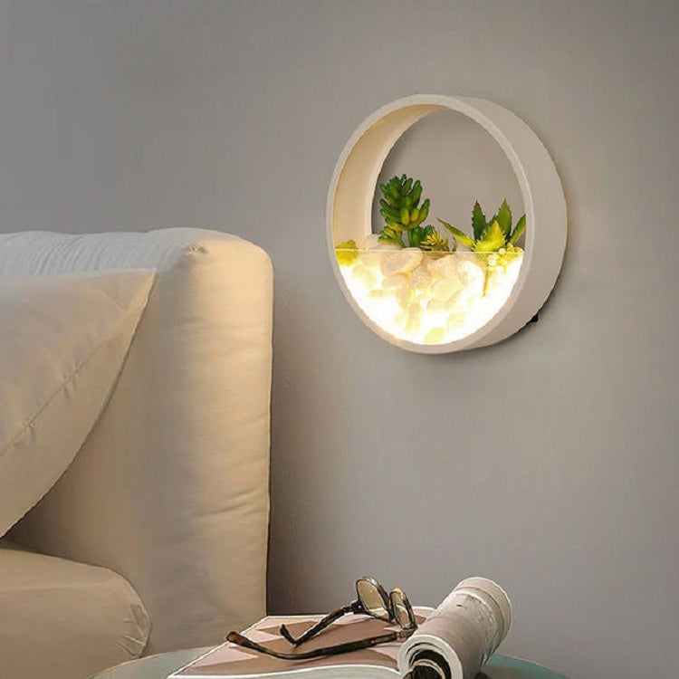 Living Room Background Wall Bedroom Bedside Round Succulent Garden Decorative Wall Lamp