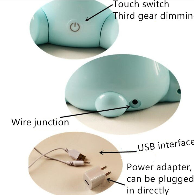 Fashion Cute Cartoon Rabbit LED 3-modes Dimming Touch Control Bedside Lamp, US Plug