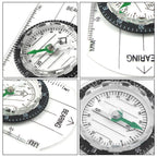 Professional Mini Compass Map Scale Ruler Multifunctional Equipment Outdoor Hiking Camping Survival
