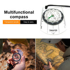 Professional Mini Compass Map Scale Ruler Multifunctional Equipment Outdoor Hiking Camping Survival