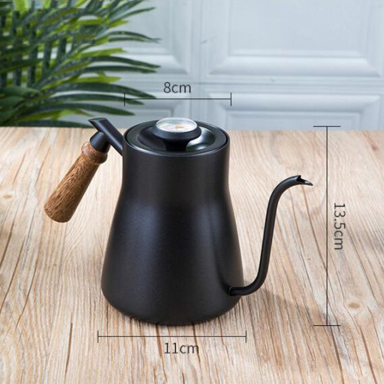 304 Stainless Steel Coffee Hand Pot Wooden Handle Coffee Pot Teflon Long-Mouth Slender Pot