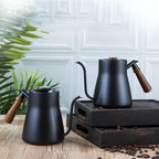 304 Stainless Steel Coffee Hand Pot Wooden Handle Coffee Pot Teflon Long-Mouth Slender Pot