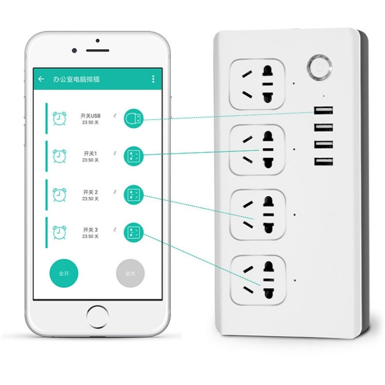 Home Office Wifi Mobile Phone Remote Control Timer Switch Voice Control Power Strip