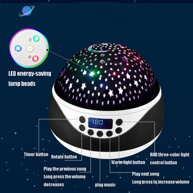 LED Starry Sky Light USB Remote Control Rotating Music Projector Lamp Romantic Starry Night Light