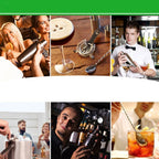 10 in 1 Stainless Steel Shaker Bamboo Stand Set Oblique Mouth Bar Cocktail Bartending Tool