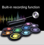 Hand-Rolled Drum Set Color Electronic Drum Lithium Battery Rechargeable Silicone Drum Set