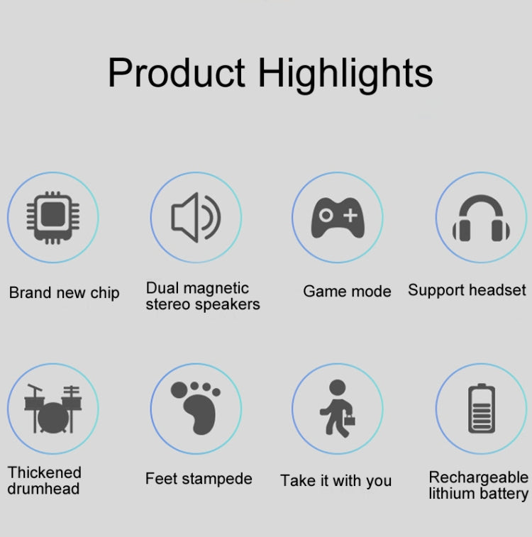 Hand-Rolled Drum Set Color Electronic Drum Lithium Battery Rechargeable Silicone Drum Set