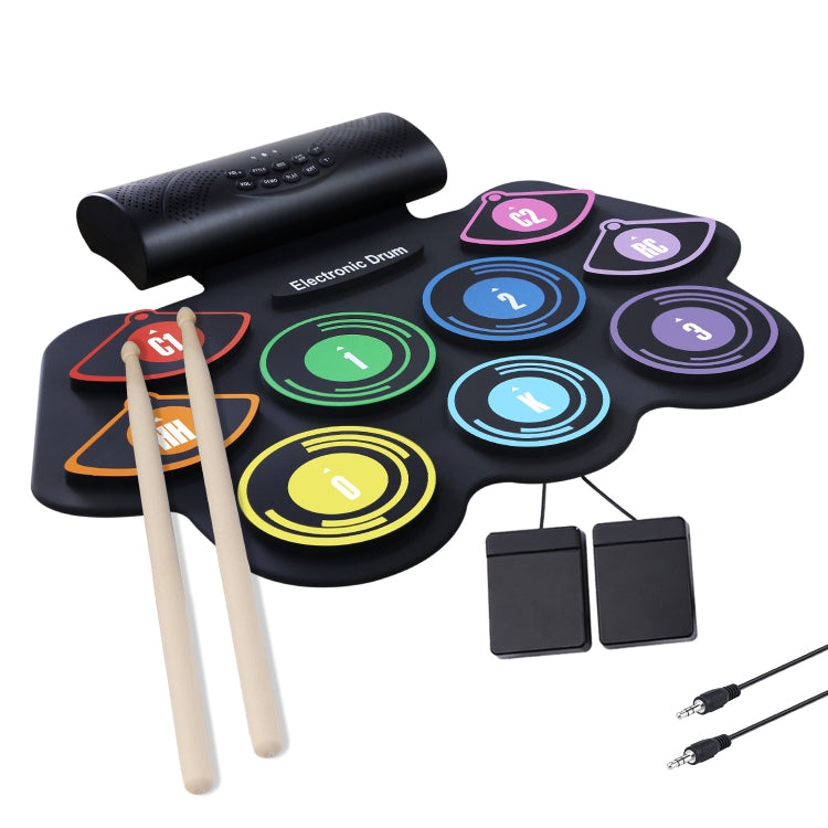 Hand-Rolled Drum Set Color Electronic Drum Lithium Battery Rechargeable Silicone Drum Set