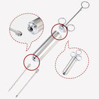 304 Stainless Steel Seasoning Syringe Barbecue Tool Turkey Needle Set