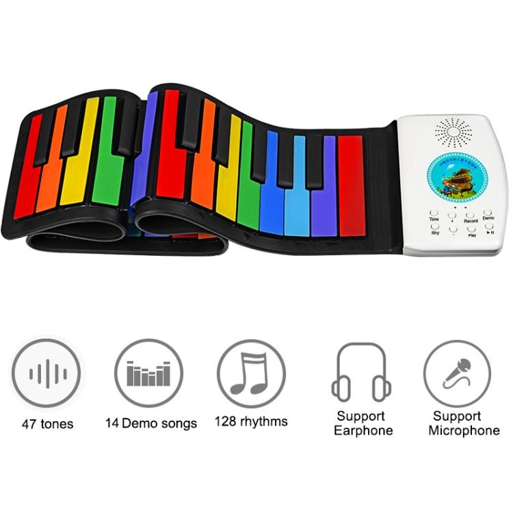 HUA008-49 49-Key Hand-Rolled Foldable Piano Children Color Piano