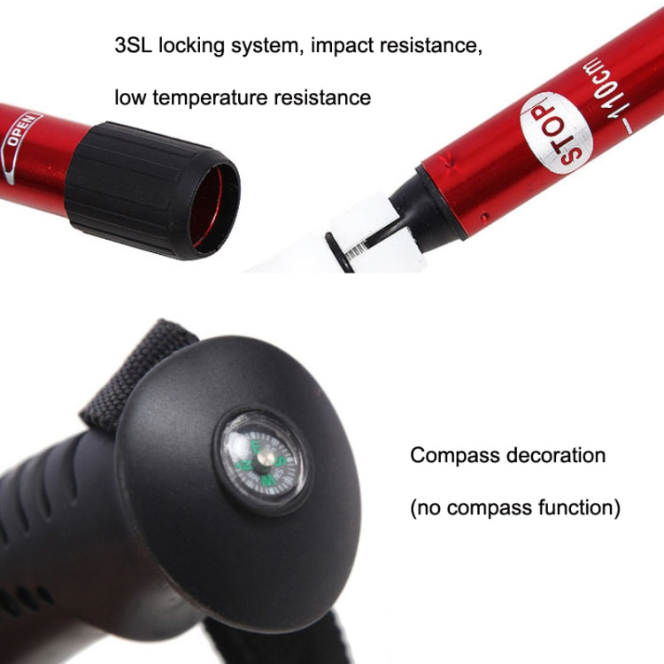 JUNGLELEOPARD 3-Section Straight Handle Aluminum Trekking Pole Multifunctional Walking Hand Crutches