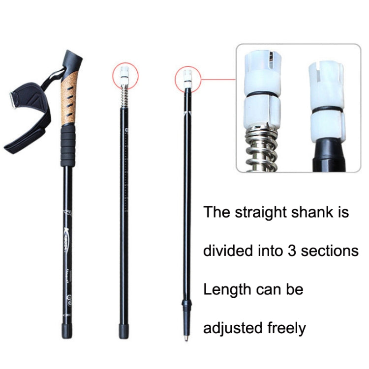 WUXIAN Outdoor Aluminum Alloy Multi-Function Knife Type Cork Straight Handle Three-Section Telescopic Trekking Pole Random Colour Delivery