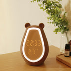 Bear Alarm Clock LED Digital Silent Bedside Lamp Bluetooth Speaker USB Charging Children Cartoon Night Light
