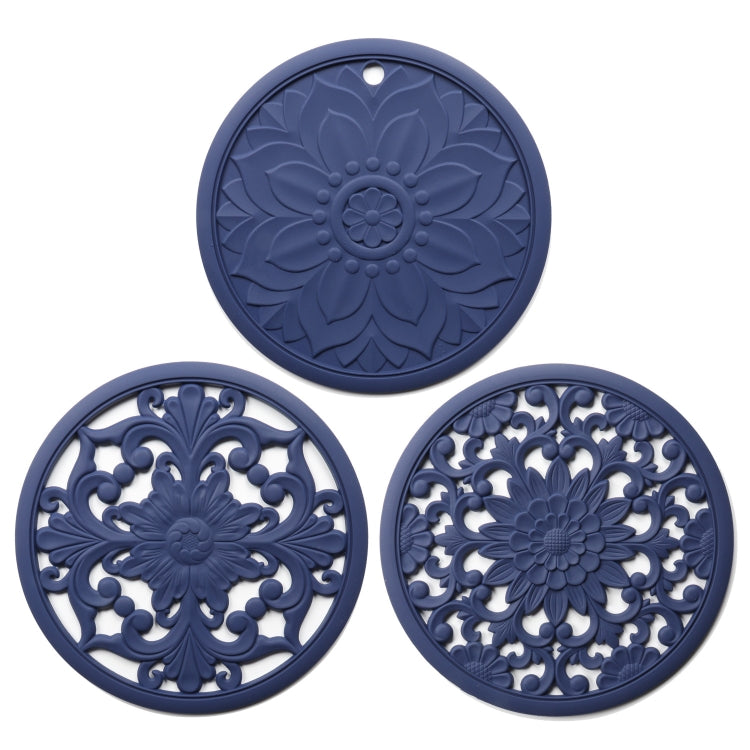 3 in 1 Hollow Flower Silicone Heat Insulation Pad Anti-Scalding Pot Bowl Pad Set