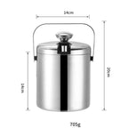 304 Stainless Steel Ice Bucket Double-Layer Hollow Bar Beer Wine Barrel With Ice Clip, Capacity: 1.3L