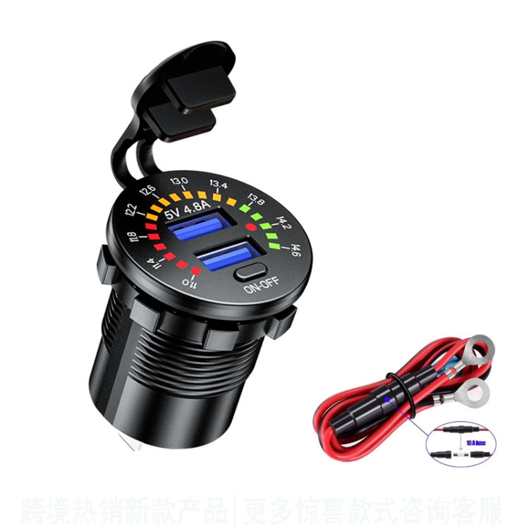 Car Motorcycle Ship Modified With Colorful Screen Display USB Dual QC3.0 Fast Charge Car Charger