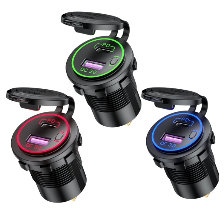 Car Motorcycle Ship Modified USB Charger Waterproof PD + QC3.0 Fast Charge