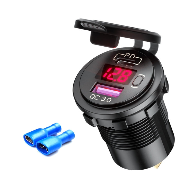 12V Modified Car USB Charger With Voltage Display PD QC3.0 Socket